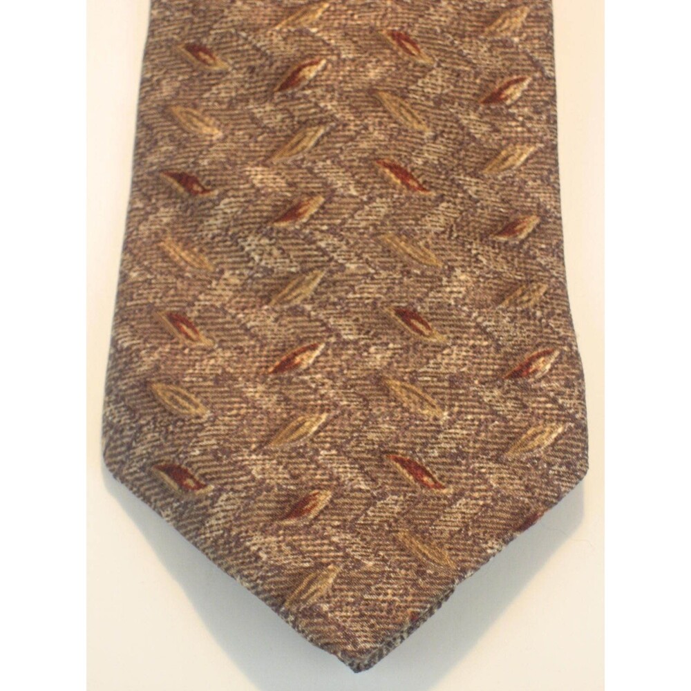 Villa Bugatti Designer 100% Italian Silk Necktie Earthtones Geometric Design